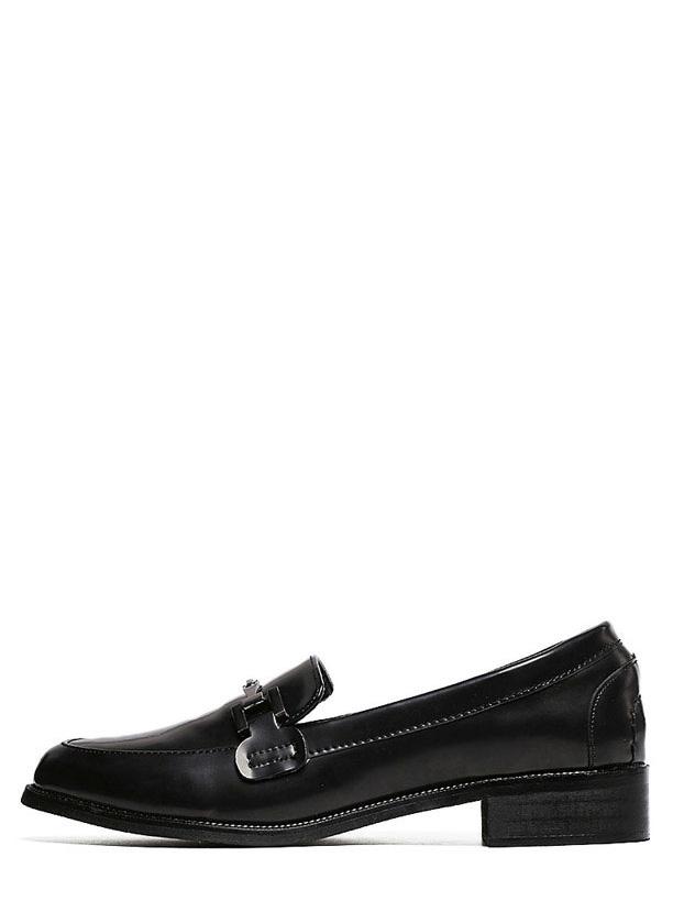 Romwe Black Vintage Round Toe Patent Leather Flats