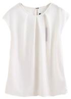 Romwe Round Neck Pleated White Top
