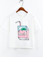 Romwe Juice Box Print White T-shirt
