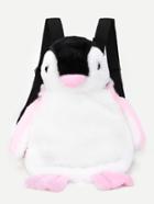 Romwe Faux Fur Overlay Penguin Shaped Backpack
