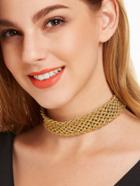 Romwe Shiny Gold Braided Hollow Out Choker Necklace