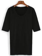 Romwe Ripped Black T-shirt