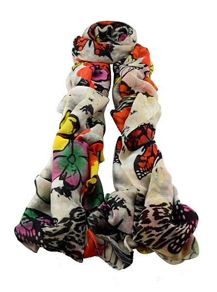 Romwe Floral Print Beige Scarf