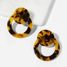 Romwe Tortoiseshell Pattern Round & Circle Stud Earrings