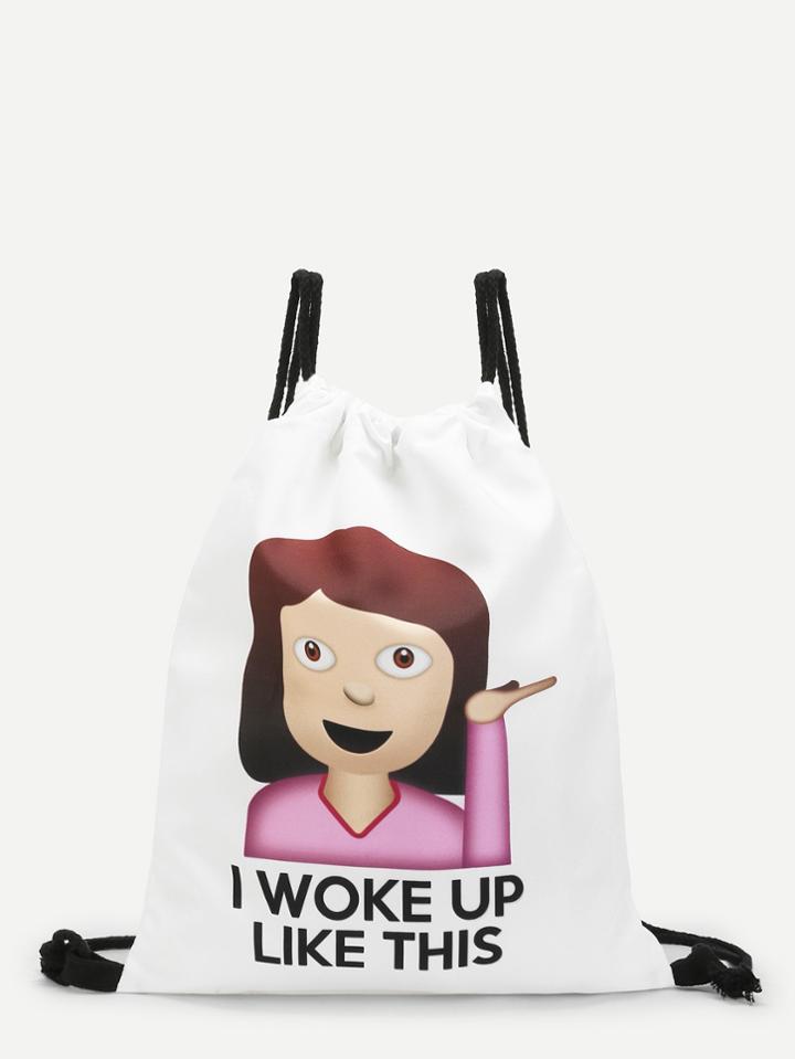 Romwe Slogan & Figure Print Backpacks Bag