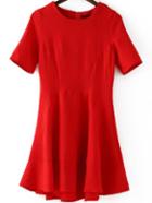 Romwe Short Sleeve Skate Red Dress