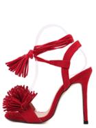 Romwe Red Faux Suede Tassel Ankle Tied Sandals