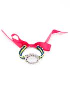 Romwe Bow Tie Rhinestone Braided Bracelet