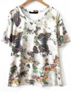 Romwe Butterfly Print Loose T-shirt