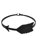 Romwe Black Simple Leaf Shape Metal Bracelet For Women