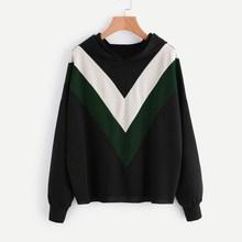 Romwe Plus Color-block Hooded Sweatshirt