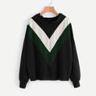 Romwe Plus Color-block Hooded Sweatshirt