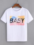Romwe Bady Print White T-shirt