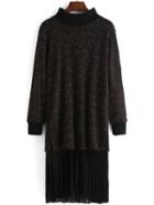 Romwe Contrast Chiffon Hem Split Black Sweater Dress