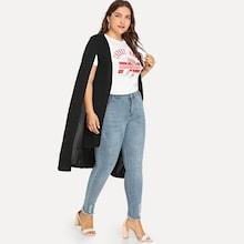 Romwe Plus Solid Cape Blazer