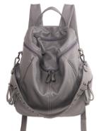Romwe Studded Top Zip Backpack - Grey
