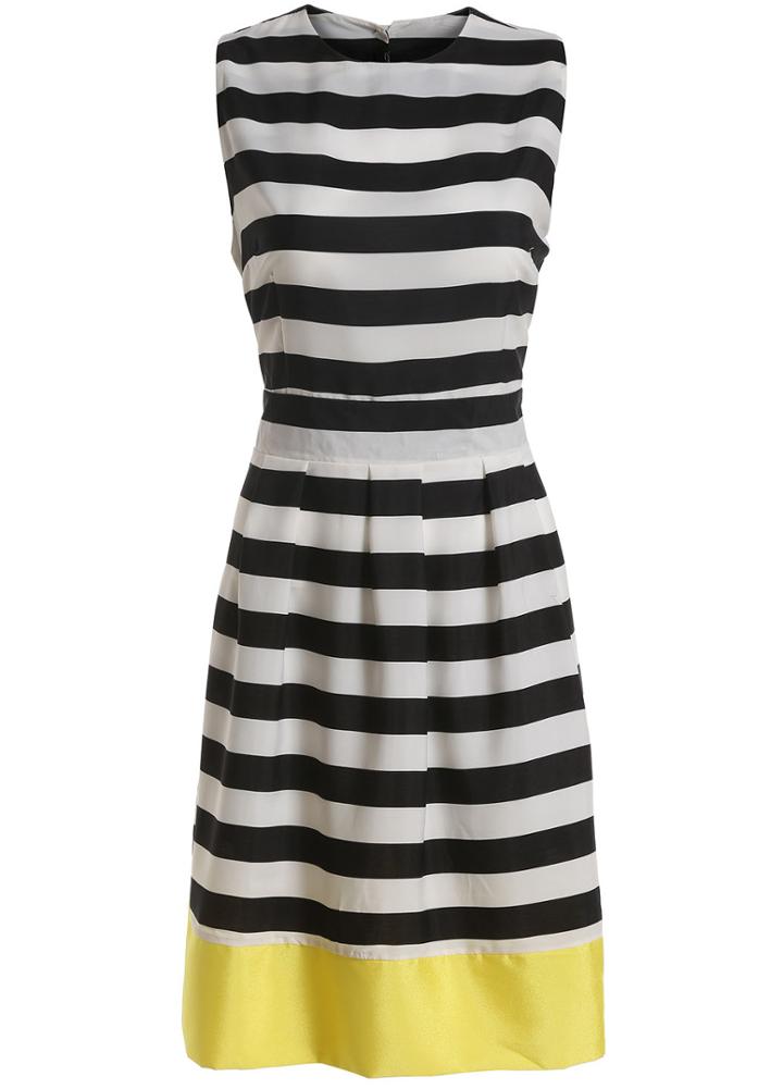 Romwe Color-block Striped Sun Dress