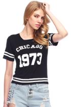 Romwe 1973 Print Black T-shirt