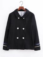 Romwe Star Embroidery Pea Coat