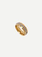Romwe Golden Rhinestone Stainless Steel Ring