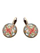Romwe Gold Round Henna Print Earrings