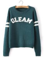 Romwe Green Vintage Gleam Print Sweater