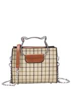 Romwe Plaid Chain Bag With Clutch