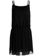 Romwe Black Spaghetti Strap Slim Chiffon Dress