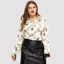 Romwe Plus Random Chain Print Blouse