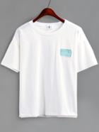Romwe Embroidery Patch White T-shirt
