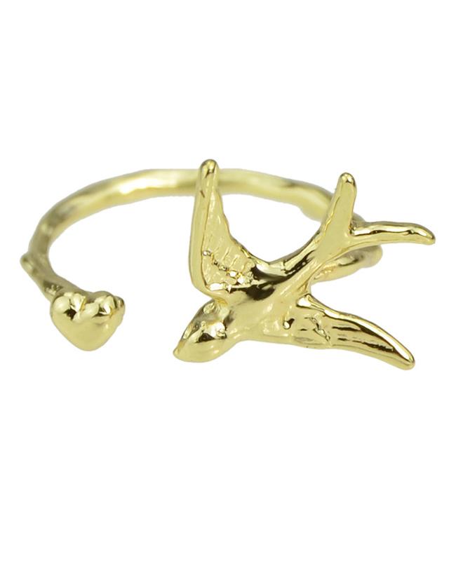 Romwe Gold Bird Shape Cuff Rings