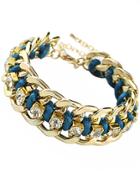 Romwe Gold Blue Crystal Chain Bracelet