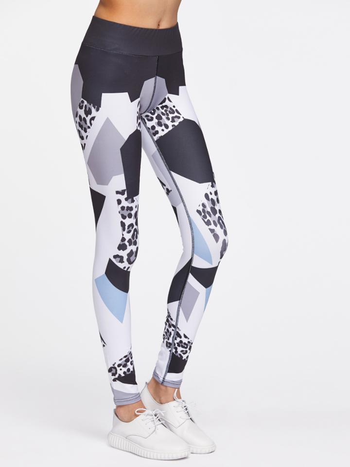 Romwe Geometric Print Sports Leggings