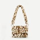 Romwe Leopard Pattern Faux Fur Shoulder Bag