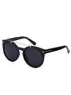Romwe Black Lenses Top Bar Oversized Round Sunglasses