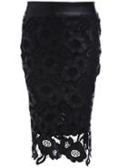 Romwe Floral Crochet Hollow Slim Skirt