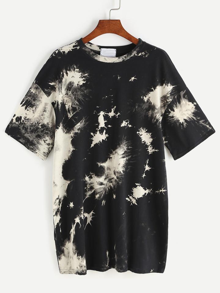 Romwe Space Dye Drop Shoulder Tee Dress
