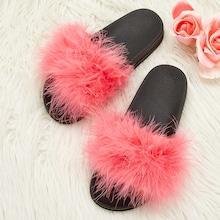 Romwe Solid Fluffy Flats Slippers