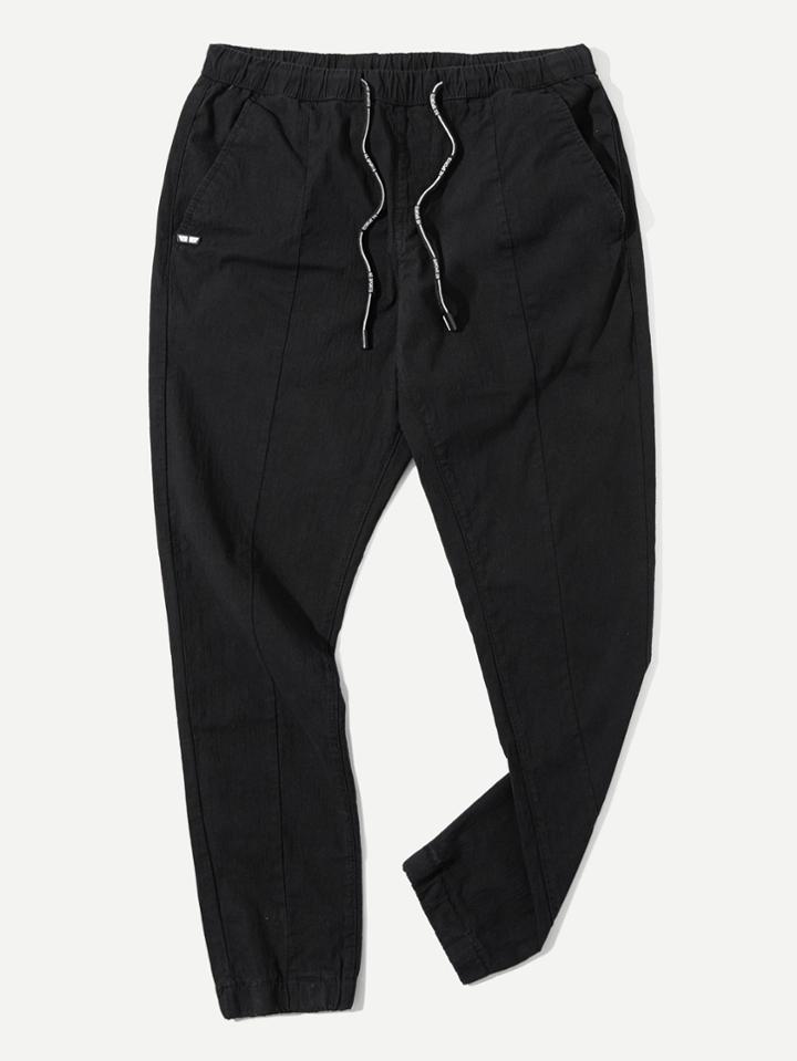 Romwe Men Drawstring Waist Tapered Pants