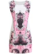 Romwe Sleeveless Vintage Print Slim Pink Dress