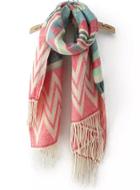 Romwe Geometry Print Colour Block Scarf-red
