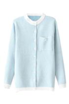 Romwe Buttoned Dual-tone Slim Cardigan