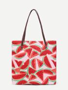 Romwe Watermelon Print Canvas Combination Bag