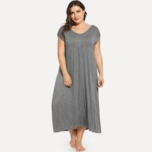 Romwe Plus Solid High Waist Night Dress
