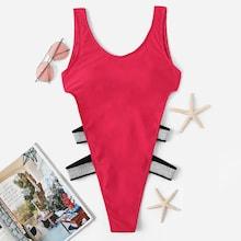Romwe Scooped Neck High Leg Monokini
