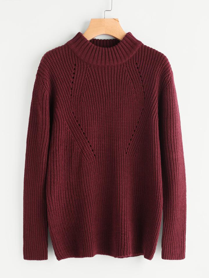 Romwe Eyelet Zip Side Jumper