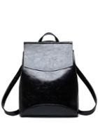 Romwe Faux Leather Flap Top Structured Backpack