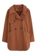 Romwe Lapel Double Breasted Loose Trench Coat