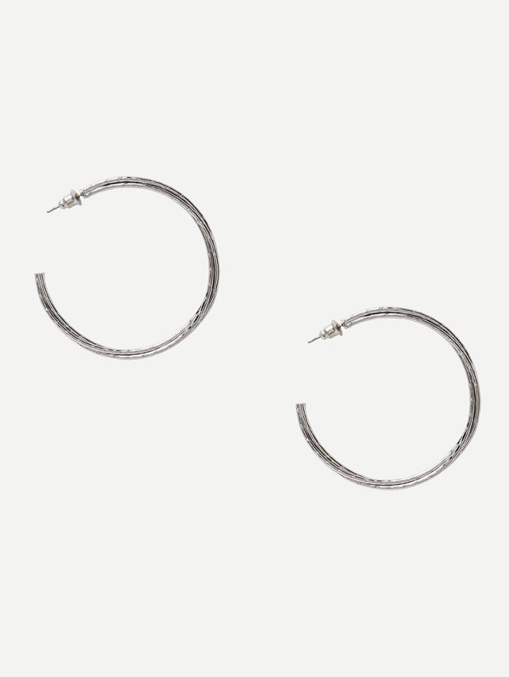 Romwe Silver Basic Hoop Earrings
