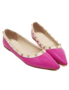 Romwe Peach With Rivet Point Toe Flats